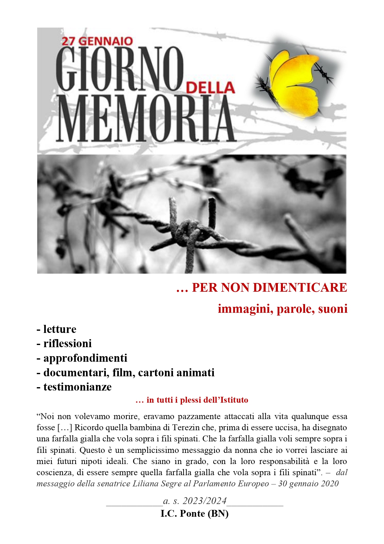Giorno della Memoria - 27 gennaio 2024 - Per non dimenticare ...